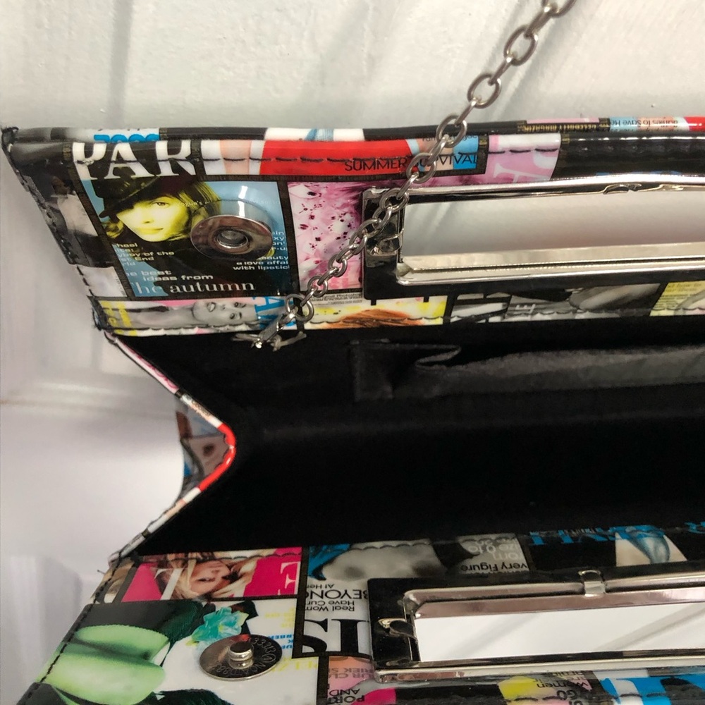Fashion Magazine Cover Collage Chain Clutch - Multicolor - Picture 12 of 16